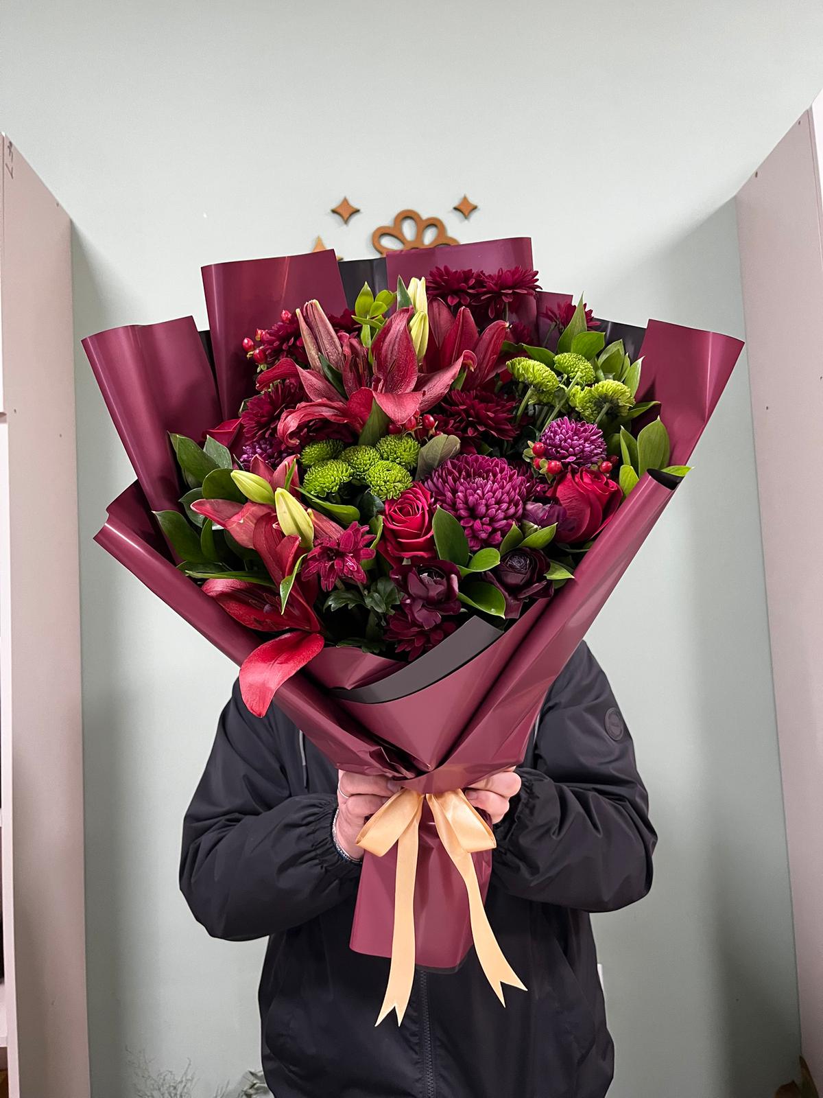 Bordo Tonu Lilyum Buketi
